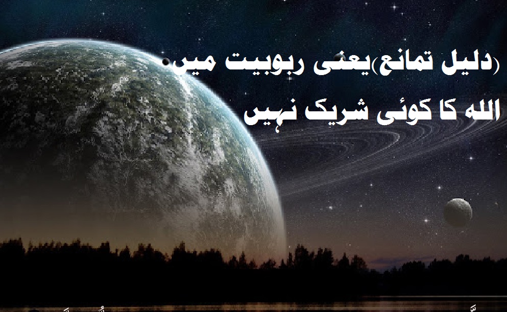 (دلیل تمانع) یعنی ربوبیت میں اللہ کا کوئی شریک نہیں